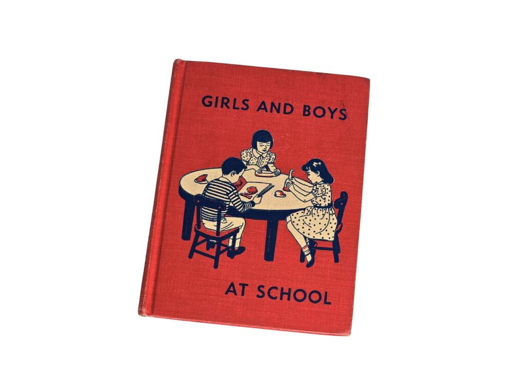 Vintage 1956 Child Reader Girls and Boys at School Hardcover
